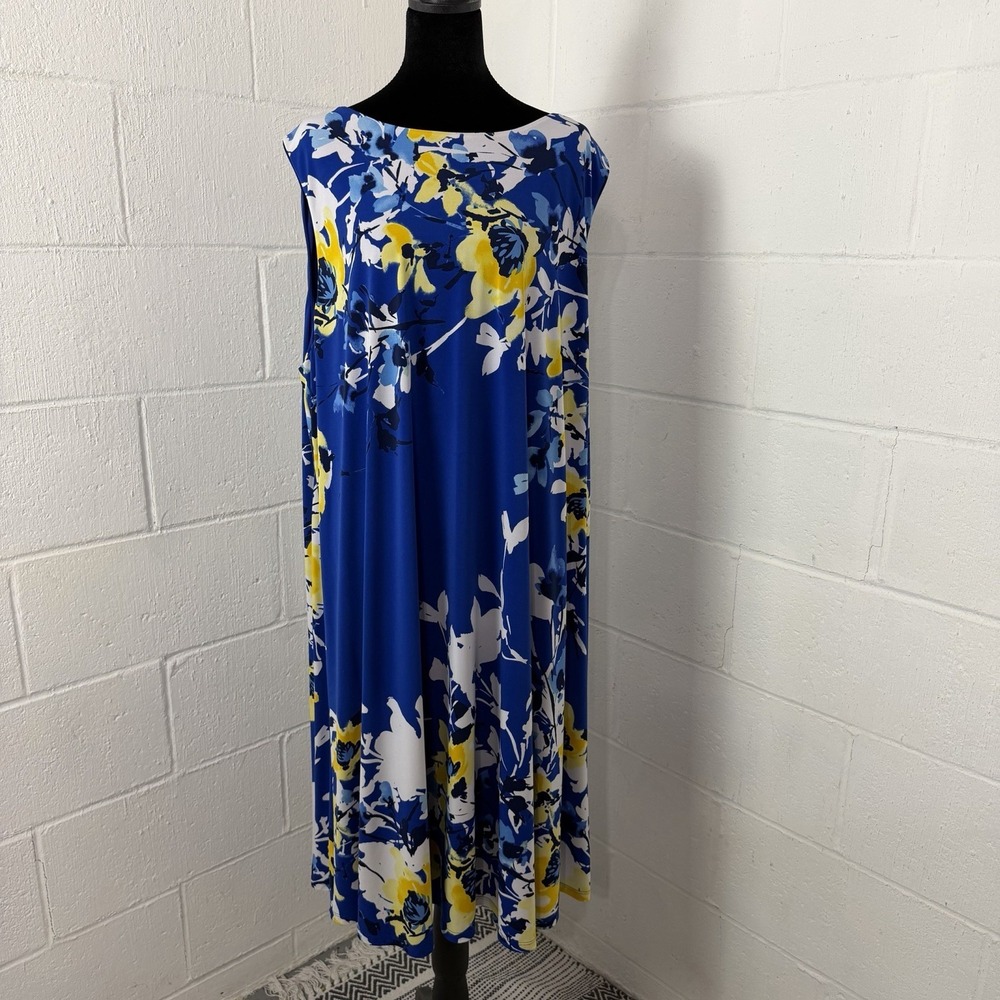 Lauren Ralph Lauren Midi Swing Dress Plus Size 22W Stretch Floral Wedding Garden